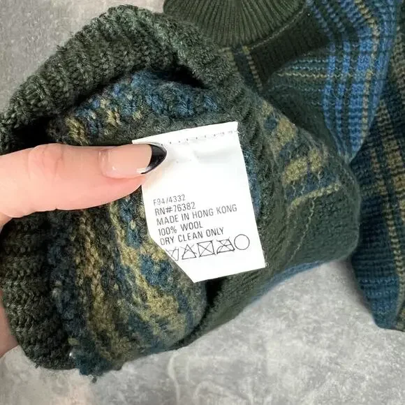 VTG Timberland Weathergear Sweater 100% Wool Mens XL Green Pullover Grandfather - Picture 6 of 10